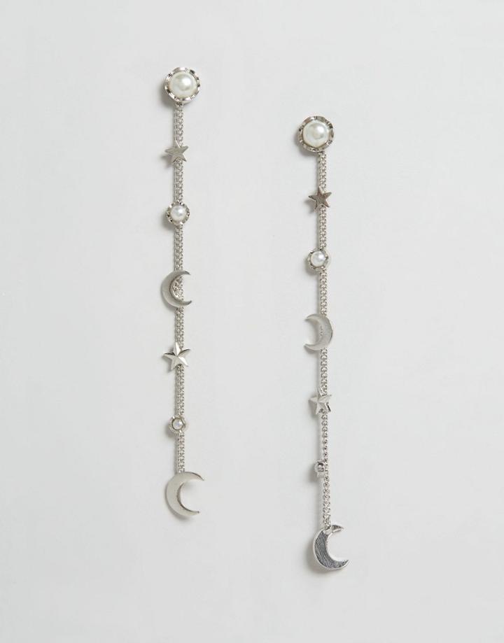 Asos Moon And Star Strand Earrings