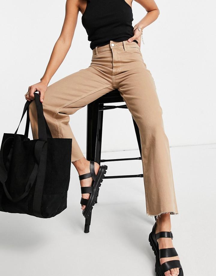 Mango Wide Leg Culotte Jean In Brown