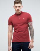 Abercrombie & Fitch Slim Fit Core Polo With Moose Embroidery In Burgundy - Red