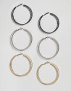 Designb Multi Pack Glitter Hoop Earrings - Gold