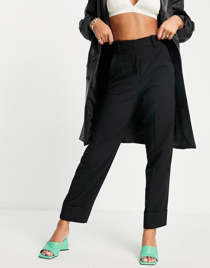 & Other Stories Recycled Polyester Smart Pants With Turn Up In Black