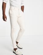 Asos Design Wedding Super Skinny Suit Pants In Birdseye Texture In Light Pink