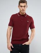 Fred Perry Check Knit Polo Shirt In Red - Red