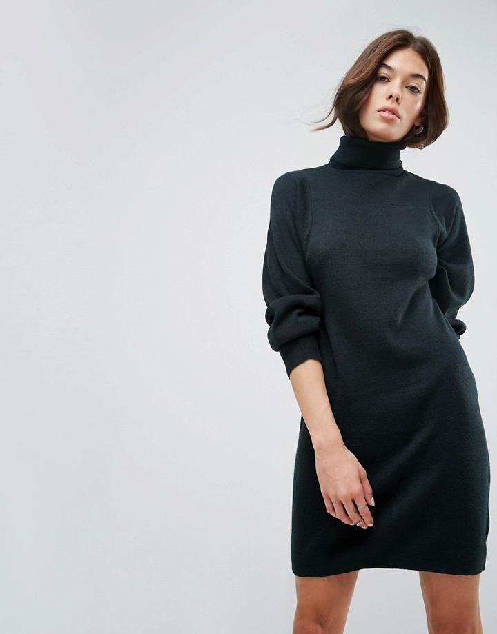 Asos Knitted Dress With Full Sleeve - Green