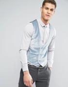 Asos Super Skinny Vest In Powder Blue Velvet - Blue