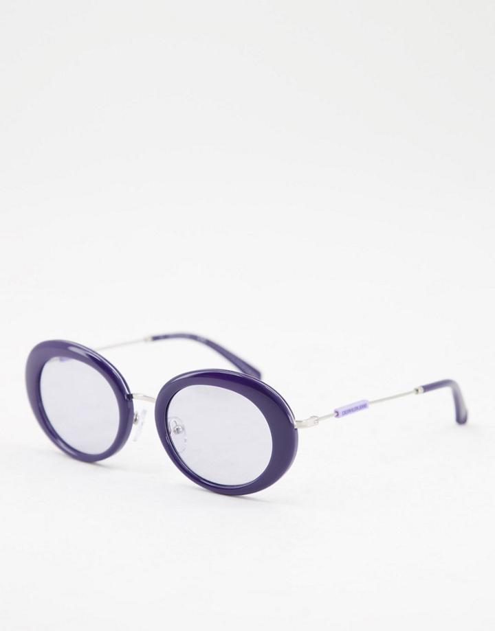 Calvin Klein Jeans Round Lens Sunglasses In Black