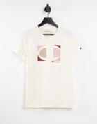 Champion Boyfriend T-shirt With Large Logo In Ecru-neutral
