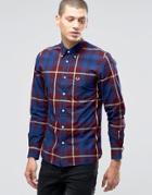 Fred Perry Shirt With Bold Check In Aubergine In Slim Fit - Purple