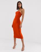 Asos Design Square Neck Jumpsuit With Tie Sleeve-white