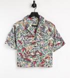 Noisy May Petite Cropped Shirt Set-multi