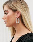 Asos Design Hoop Earrings In Square Shape In Silver Tone - Silver