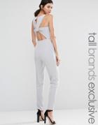 True Decadence Tall Tailored Jumpsuit With Wrap Back - Gray