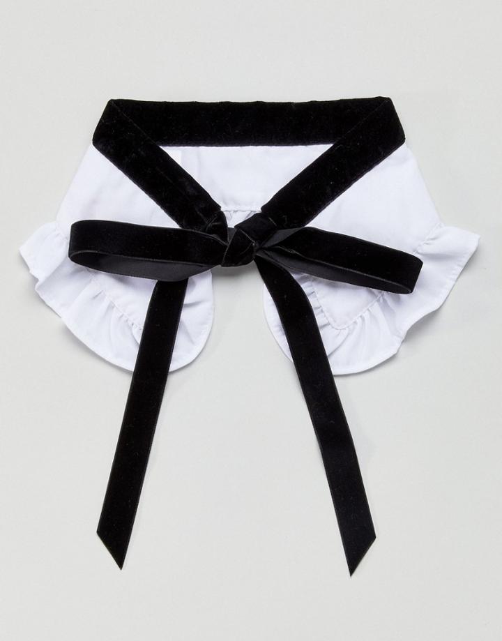 Asos Velvet Tie Collar - White