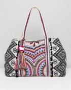 America & Beyond Embellished Jacquard Shoulder Bag - Multi