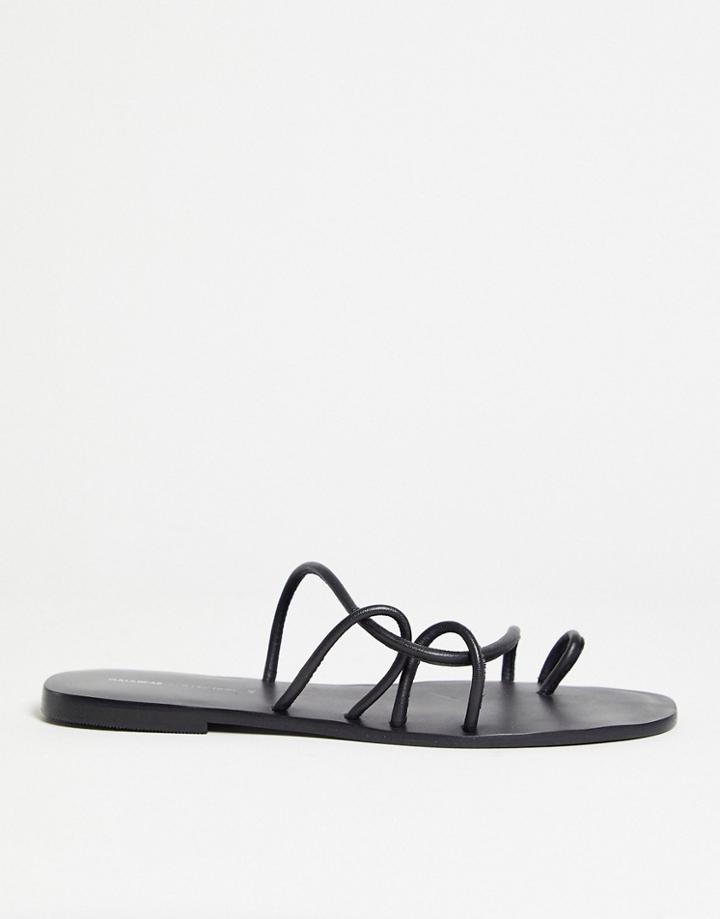 Pull & Bear Strappy Flat Sandals In Black