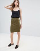Ichi Textured Skirt - Green