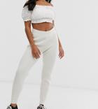 Asos Design Petite Knitted Sweatpants In Recycled Blend - Cream