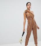 Boohoo Bow Shoulder Stripe Jumpsuit - Multi