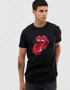Asos Design Rolling Stones Liquid Tongue T-shirt - Black