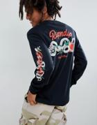 Ripndip Long Sleeve T-shirt With Snake Back Print In Black - Black
