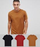Asos Relaxed Fit T-shirt With Crew Neck 3 Pack Save - Multi