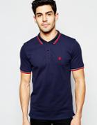 Selected Homme Polo Shirt With Tipped Collar - Night Sky