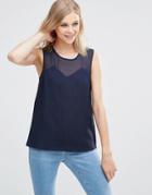 Y.a.s Electra Top With Mesh Yoke - Navy Blazer