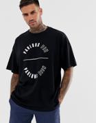 Asos Design Oversized T-shirt With French Text Print - Black