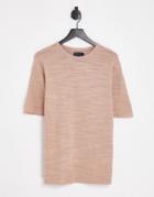 Asos Design Linen Slub T-shirt In Dusty Pink
