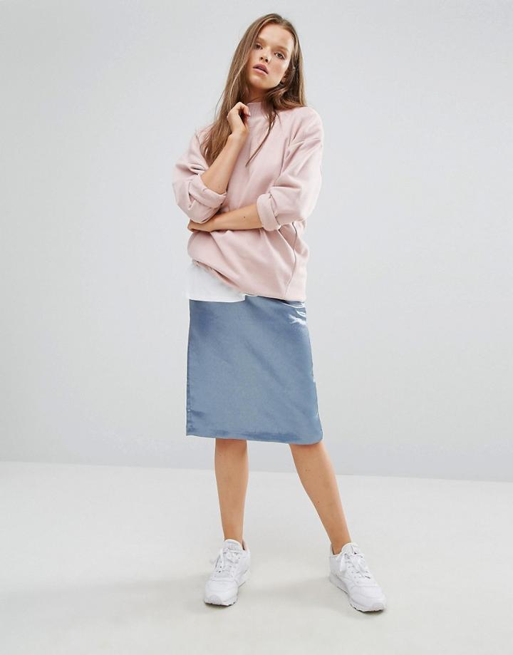 Stylenanda Silky Pencil Skirt - Blue