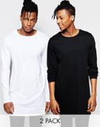 Asos Super Longline Long Sleeve T-shirts 2 Pack Save 21%