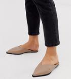 Asos Design Wide Fit Venice Pointed Mules In Beige