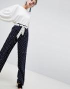 Stradivarius Polka Dot Soft Pants - Navy