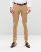 Asos Super Skinny Fit Suit Pants In Camel - Beige