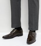 Asos Wide Fit Lace Up Shoe In Brown Faux Leather With Embossed Detail - Brown