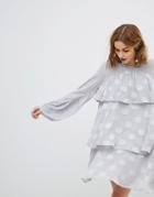 Lost Ink Smock Dress With Sheer Spot Layers - Gray