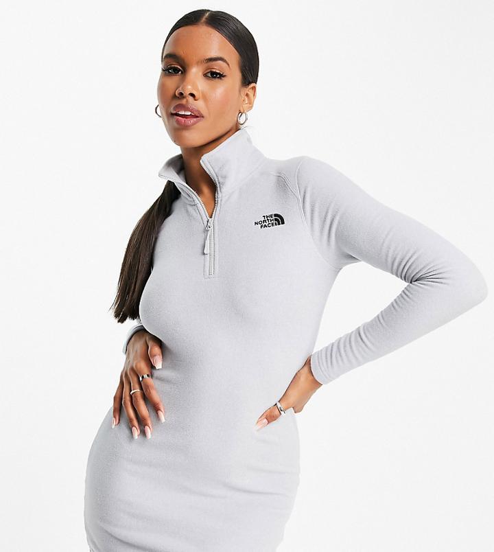 The North Face 100 Glacier Fleece Dress In Gray Exclusive At Asos-grey