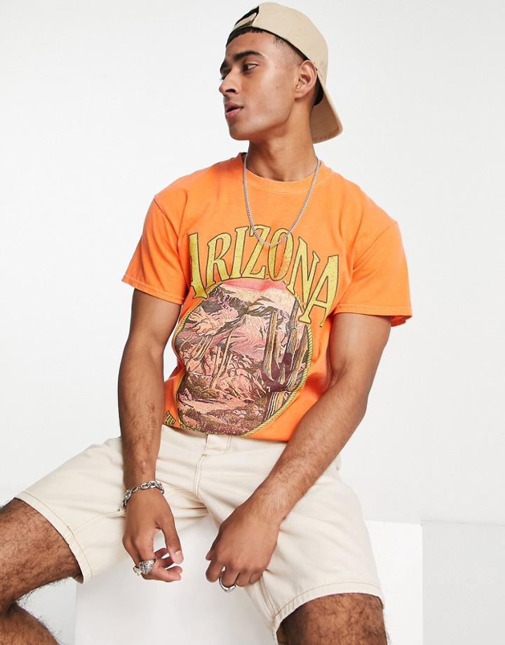 River Island Arizona Print T-shirt In Orange