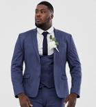 Asos Design Plus Wedding Super Skinny Suit Jacket In Stretch Cotton In Indigo Blue