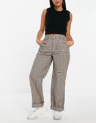 Asos Design Hourglass Slouchy Chino Pants In Brown Check