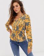 Vero Moda Floral Fitted Blouse-gold