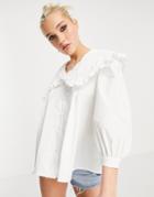 New Look Cutwork Embroidered Collar Shirt In White