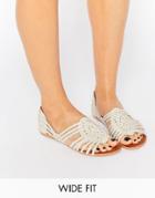 Asos Jesper Wide Fit Leather Summer Shoes - Off White