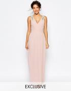 Tfnc Wedding Wrap Embellished Maxi Dress - Peach Blush