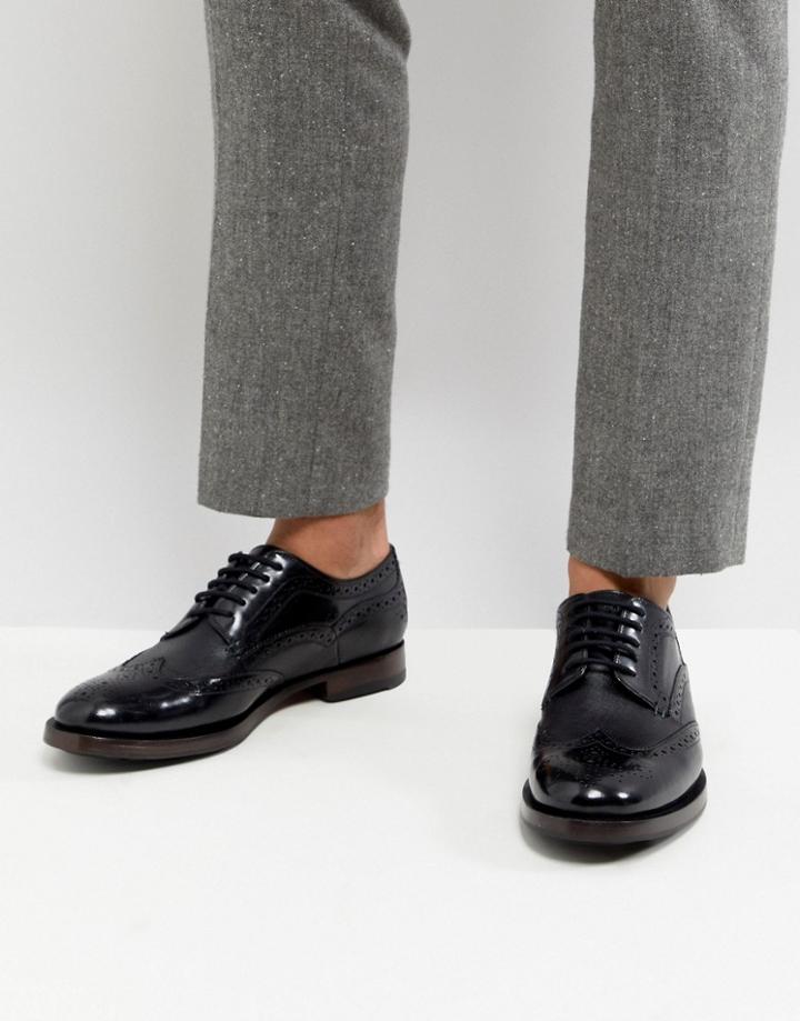 Ted Baker Senape Leather Brogue Shoes In Black - Black
