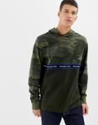 Abercrombie & Fitch Camo Color Block Chest Logo Tape Hoodie In Green - Green