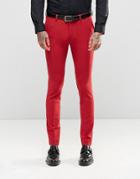 Asos Super Skinny Fit Suit Pants In Red - Red
