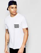 Asos Relaxed Skater T-shirt With Azec Pocket And Back Hem Print - White