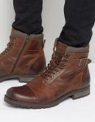 Jack & Jones Albany Warm Leather Boots - Brown