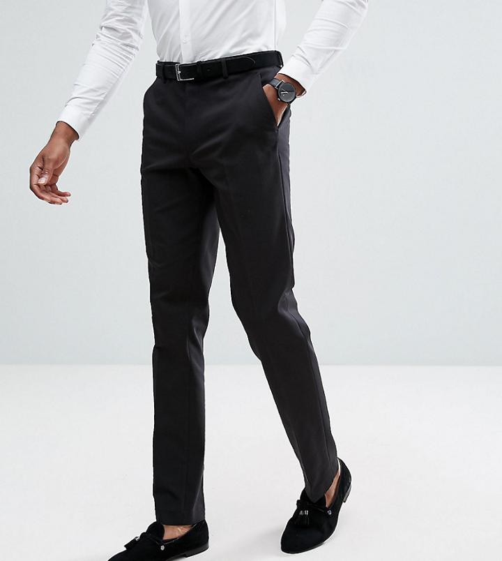 Asos Tall Slim Tuxedo Suit Pants In Black - Black